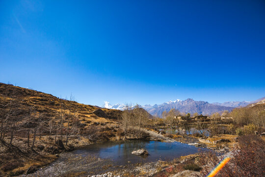 Lake in Muktinath. Himalaya mountains of Nepal