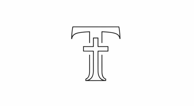 Stylized letter T with an integrated cross, abstract design