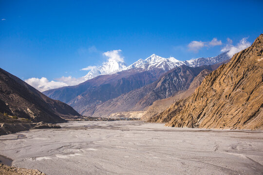 Gandak river valley near the Martha village. Nepal, Himalayas