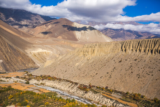Gandak river valley near the Martha village. Nepal, Himalayas