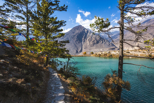 Dhumba Lake, Jomsom. Himalaya mountains, Nepal.
