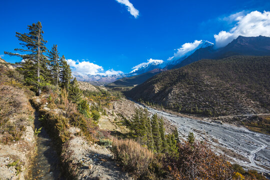 Gandak river valley near the Martha village. Nepal, Himalayas