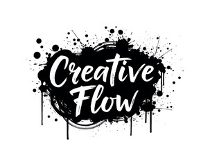 Fototapeta premium Creative Flow. lettering and all elements in black. Vector style. AWhite background. Pure white background. Perfect isolation and visual consistency. Dynamic