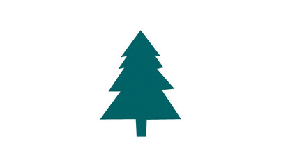 Obraz premium A cute green Christmas tree made of paper is placed on a transparent background.