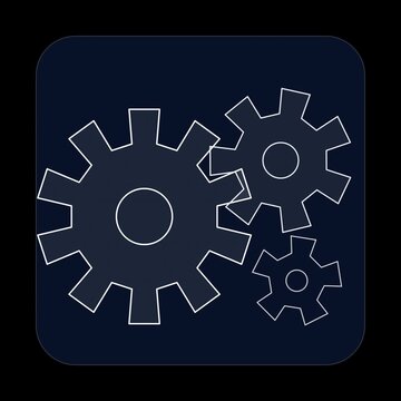 Three gears meshing together in a dynamic motion, representing process and industry