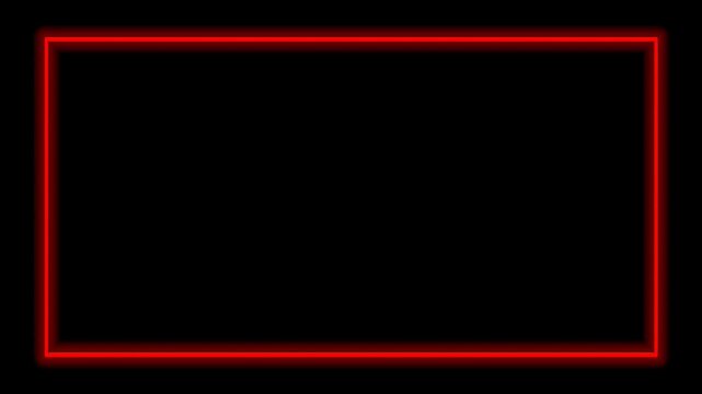 Rectangle modern red neon light frame minimalis animation motion graphic on dark background