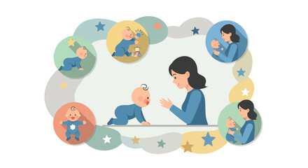 Fototapeta premium Mother and baby learning together in a nurturing environment.