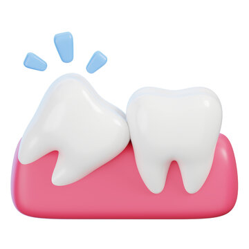3D wisdom tooth dental surgery and impaction icon isolated