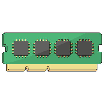 Computer RAM Memory Module Flat Vector Illustration