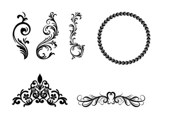 Obraz premium Floral Ornament Elements Vintage Decorative Set