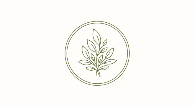 Simple leaf logo design element icon.