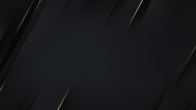 Dark luxury abstract background with gold diagonal lines and soft center glow. Clean elegant composition with space for text, ideal for corporate branding, finance, presentations and premium design.