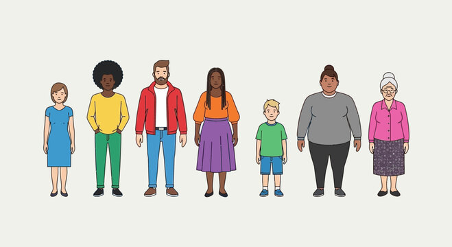 Diverse group of people standing together representing variety.