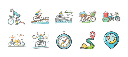 Cyclist on a journey, winning race, and navigation tools for adventure © SulaimanIslam