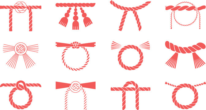 Collection of Various Traditional Rope Knots and Tying Techniques Isolated