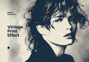 Vintage Printing Photo Effect Mockup