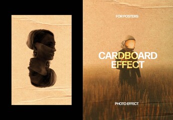 Cardboard Poster Photo Effect Mockup