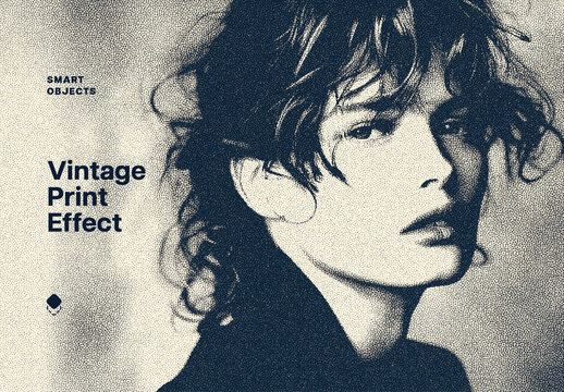 Vintage Printing Photo Effect Mockup