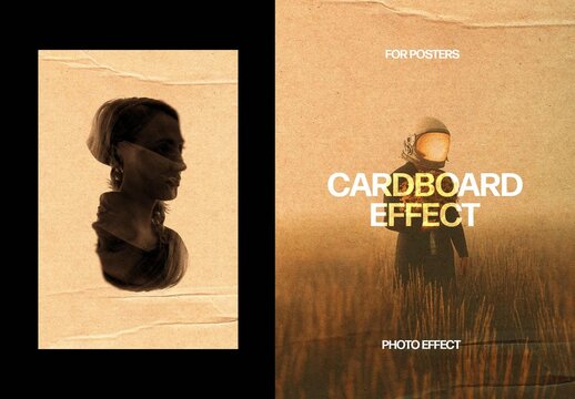 Cardboard Poster Photo Effect Mockup