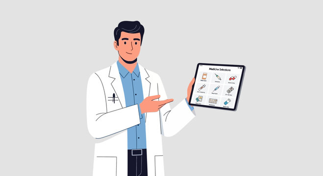 Doctor Showing Medical Information on Tablet Screen 1.