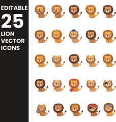 Obraz premium set of 25 vector lion icons