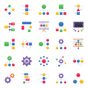 Gradient color icons set for Workflow
