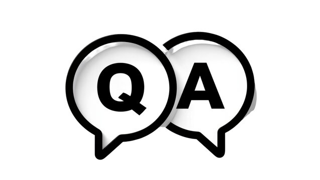 Two overlapping black speech bubbles one displaying Q and the other A , isolated on transparent background for website design elements