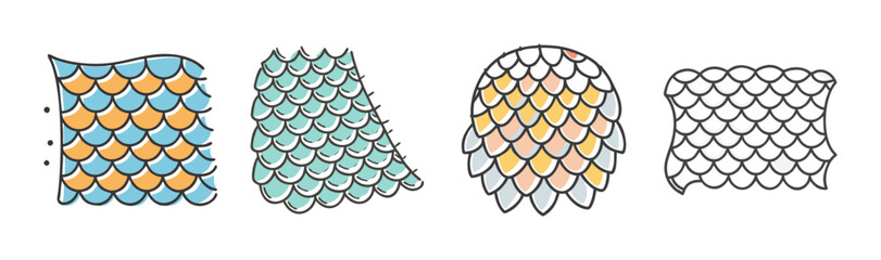 Assortment of colorful fish scale patterns for design, texture, and backgrounds © SulaimanIslam