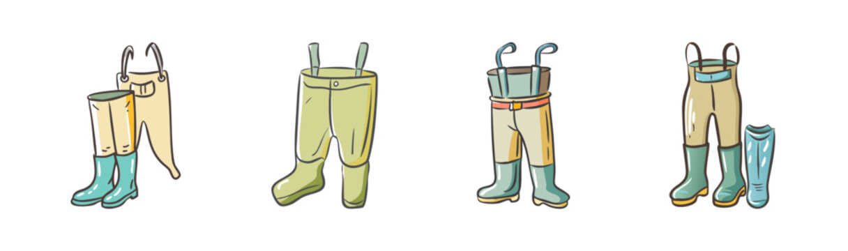 Waterproof fishing waders with boots for wading in rivers and streams