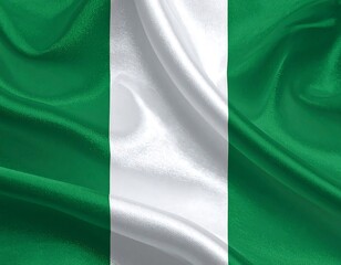 Obraz premium A green and white flag with wavy folds on a white background