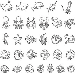 Fototapeta premium Ocean life icon pack