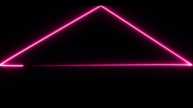 Pink neon triangle border with smooth flowing light effect