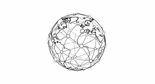 Globe with interconnected nodes forming a network