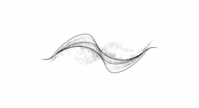 Wavy line drawing with textured shading creates abstract flow effect