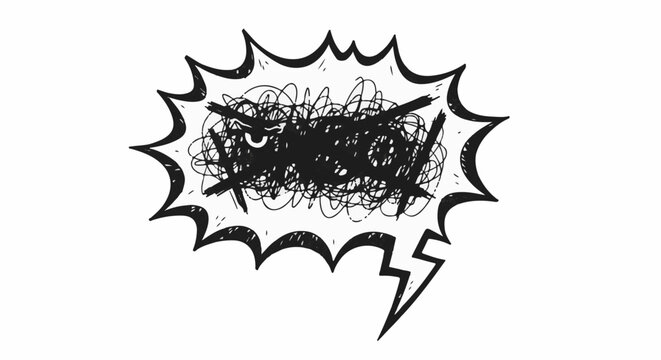 Angry scribble in a comic book speech bubble