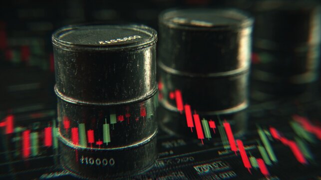 The silent watchers: barrels that shape the world's energy future. Trading analysis. A storage full of russian oil barrels symbolizing global economic impact. Financial growth.