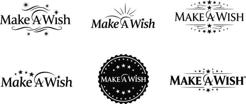 The image showcases various iterations of the make a wish foundation logo including text and circular badge designs high quality professional detailed modern