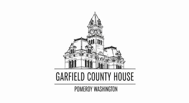 Detailed sketch of a grand county house with a prominent clock tower