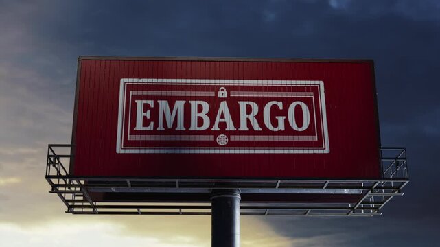 Billboard changes from national flag to embargo restriction message