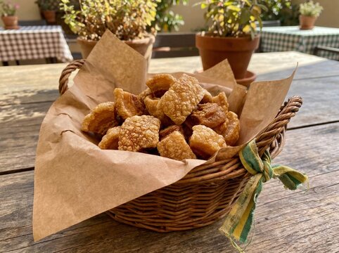 Torresmo Served in Basket