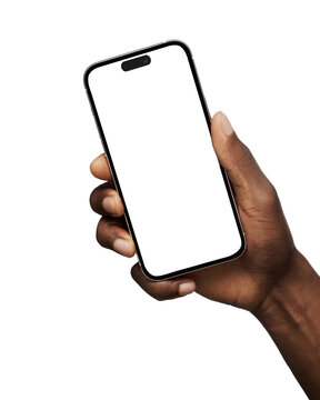 Mockup iphone hand - clipping path , Studio shot of Smartphone iPhone 17 Pro Max with blank phone screen for Infographic Global Business web site design app ios :