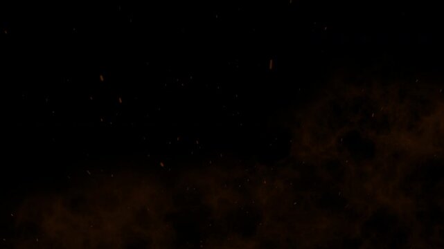 Orange cloud smoke fire sparks rising up motion video embers particles background effect