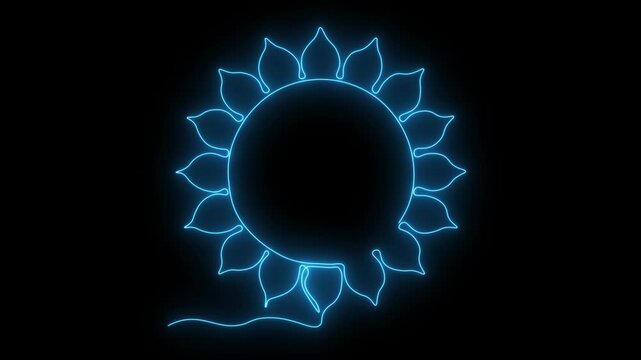 Yandra chakra Vishuddha. Self drawing animation one continuous line draw, logo on black background
