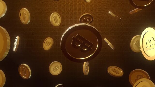 3D Baht Golden Coin Spinning Animation