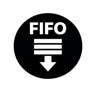Fifo icon. first in first out, inventory rotation, stock control, warehouse storage, goods flow, shelf order, conveyor management. flat vector illustration isolated on white background.