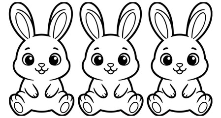 Fototapeta premium Cute hare or rabbit, simple thick lines kids and preschool children cartoon coloring book pages.