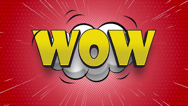 Pop Art WOW! cloud speech bubble Comic Book Style on background