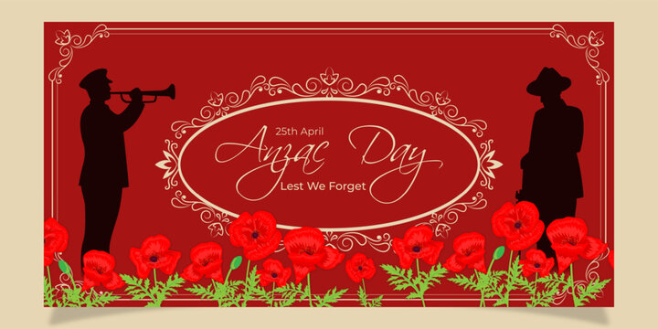 Vector illustration of Anzac Day social media template