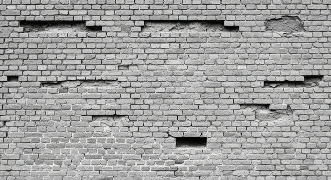 damaged old brick wall with missing bricks