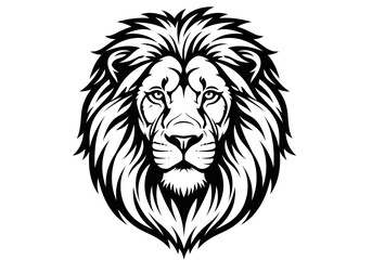 Obraz premium Powerful Lion Head Vector Mascot - Black and White Tribal Lion Logo Design